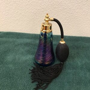Iridescent Perfume Atomizer with Gold Accents